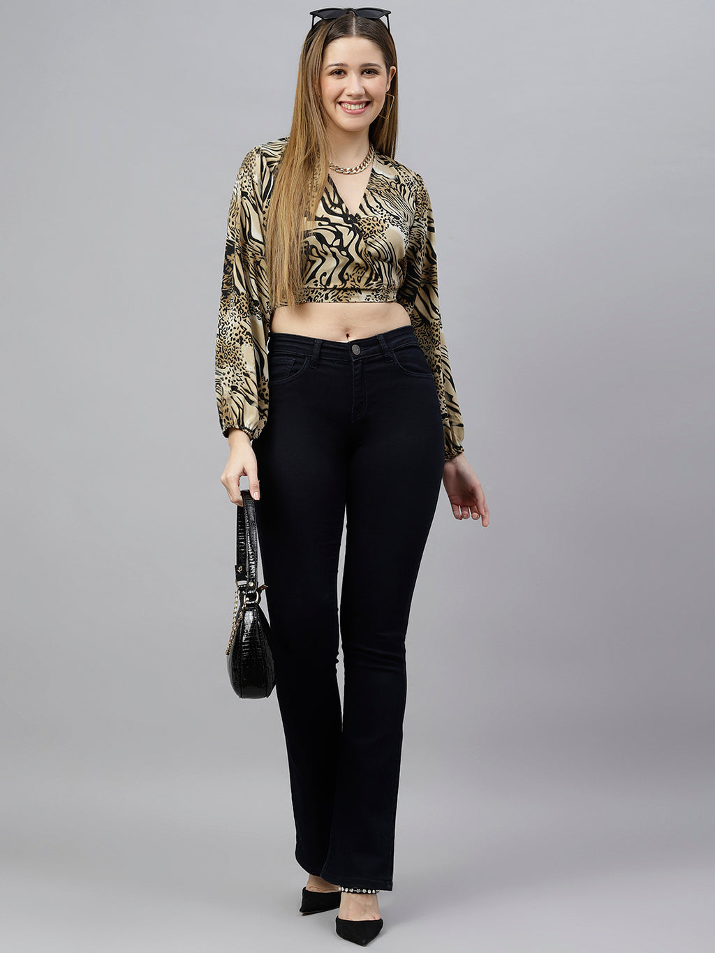 FLAMBOYANTTREND Animal Print Crop Top By Flamboyant Tops