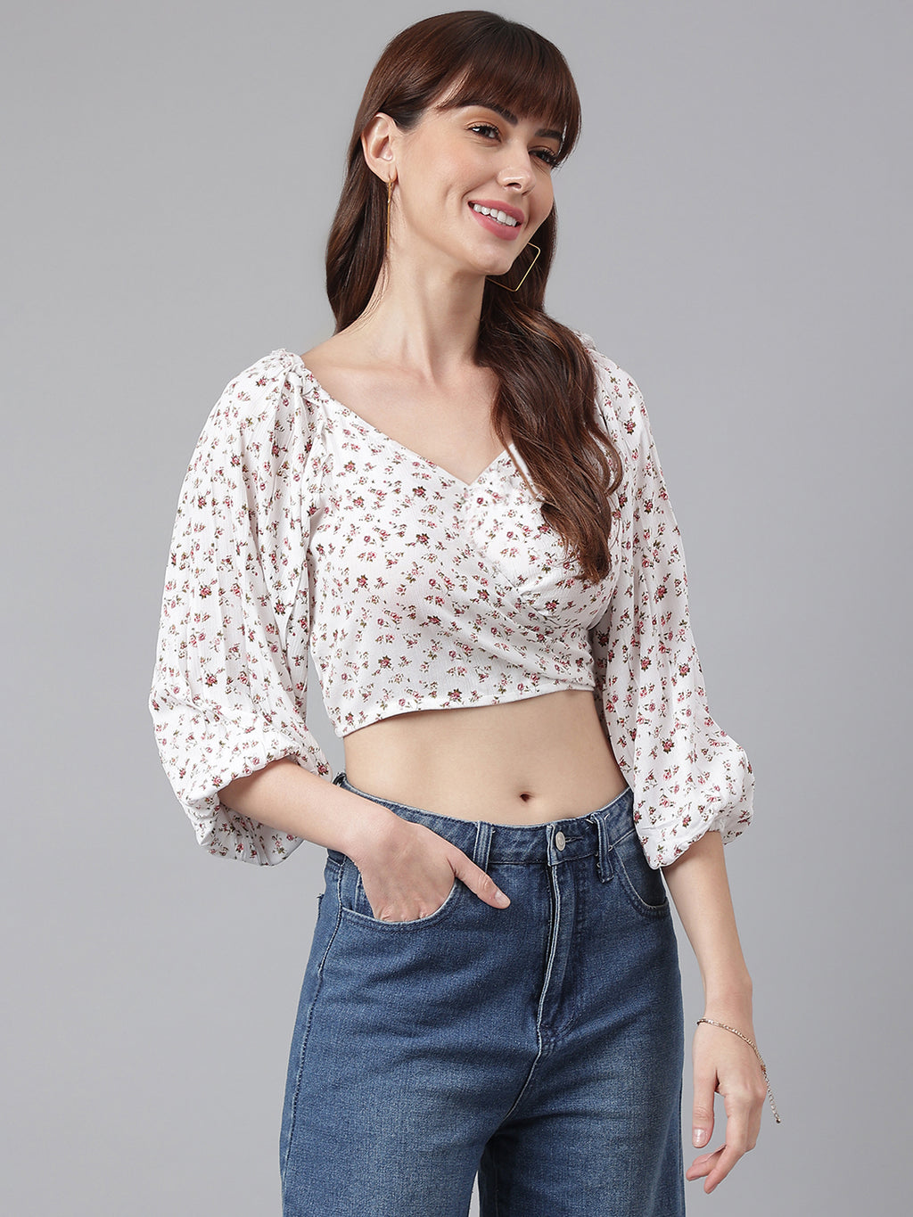 FLAMBOYANTTREND Back Smocked Crop Top By Flamboyant Tops