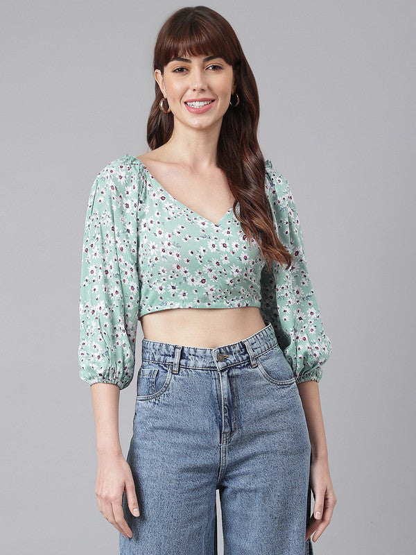 FLAMBOYANTTREND Back Smocked Crop Top By Flamboyant Tops