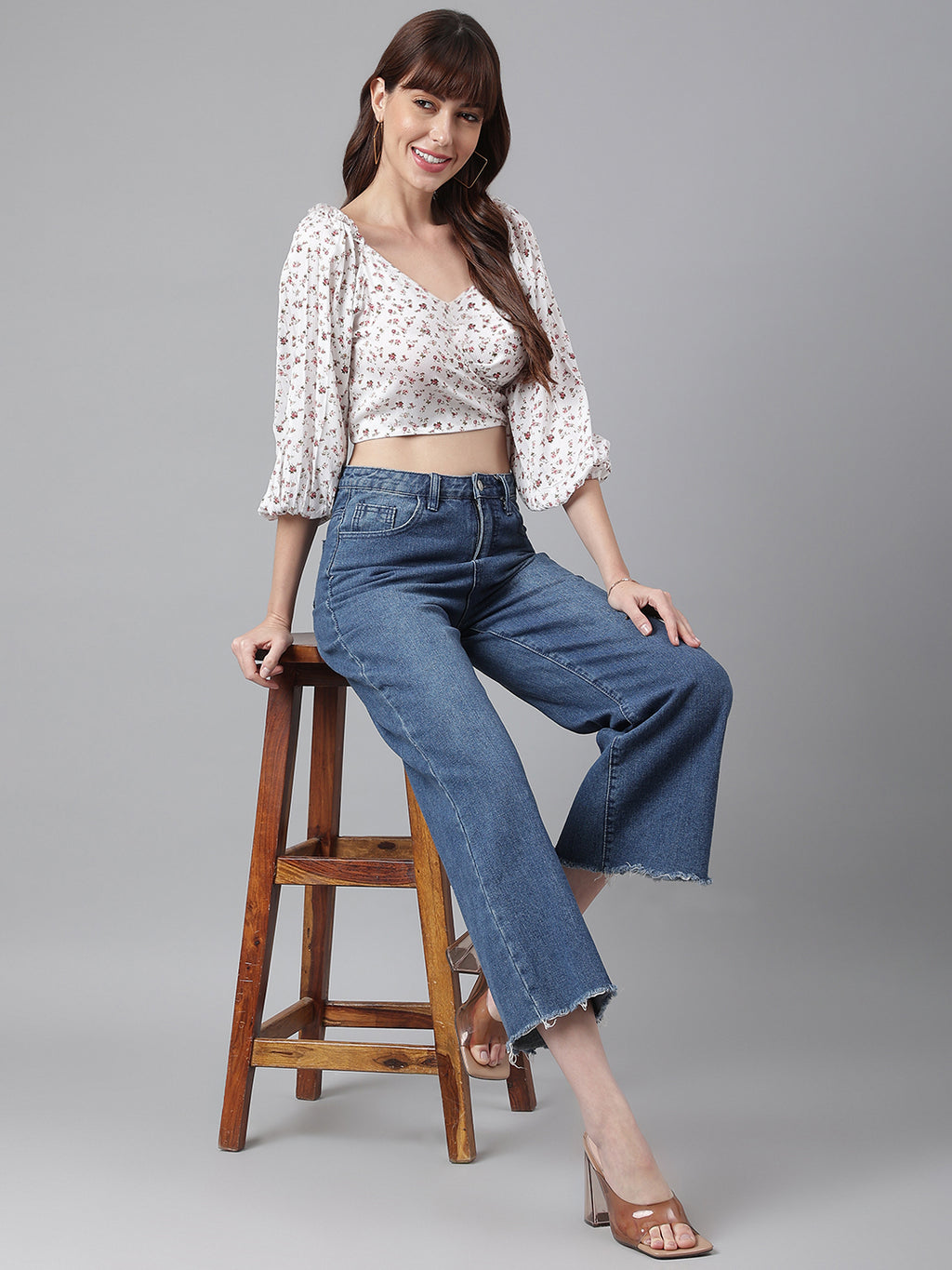 FLAMBOYANTTREND Back Smocked Crop Top By Flamboyant Tops