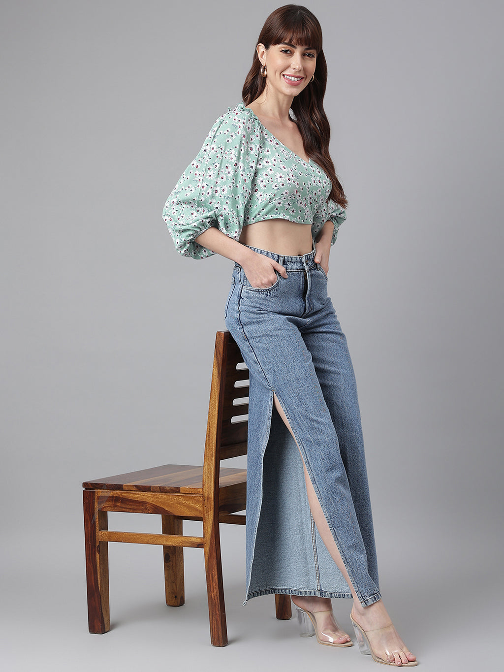 FLAMBOYANTTREND Back Smocked Crop Top By Flamboyant Tops