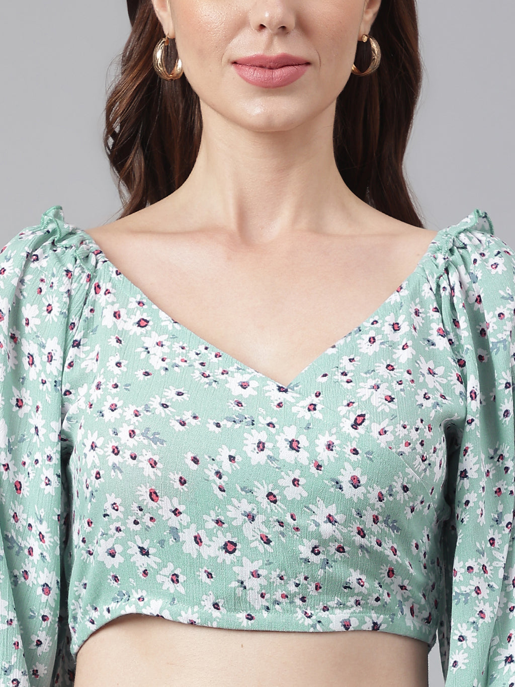 FLAMBOYANTTREND Back Smocked Crop Top By Flamboyant Tops