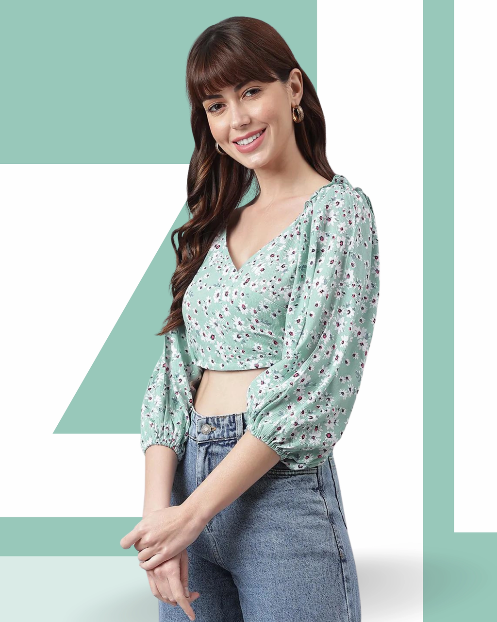 FLAMBOYANTTREND Back Smocked Crop Top By Flamboyant Tops