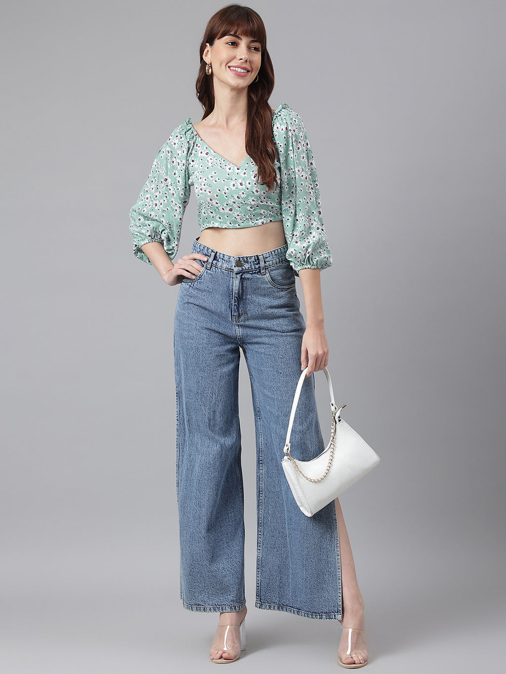 FLAMBOYANTTREND Back Smocked Crop Top By Flamboyant Tops