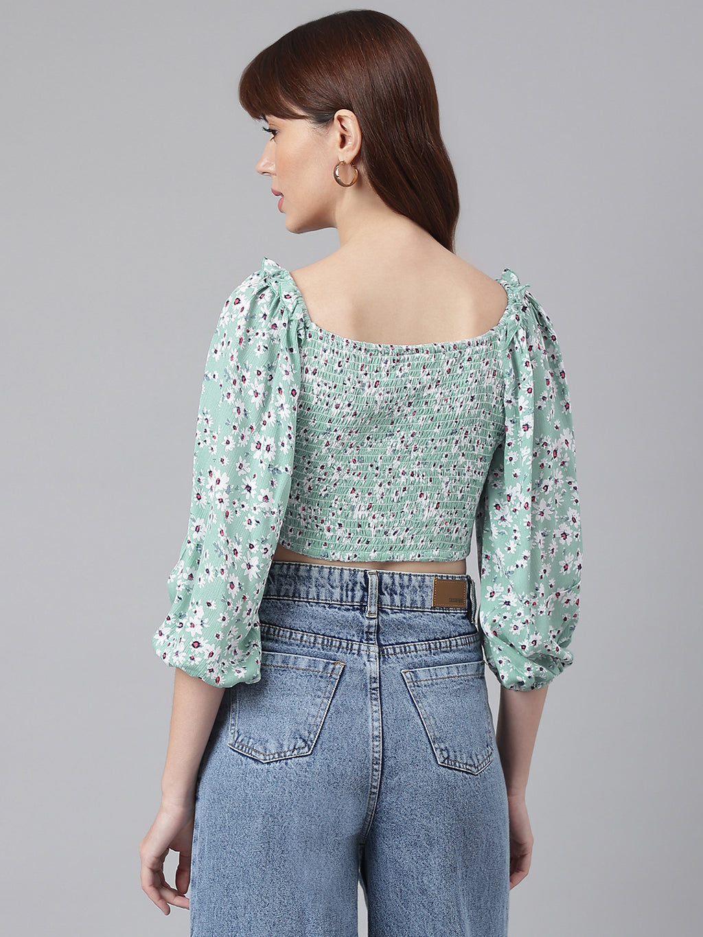 FLAMBOYANTTREND Back Smocked Crop Top By Flamboyant Tops