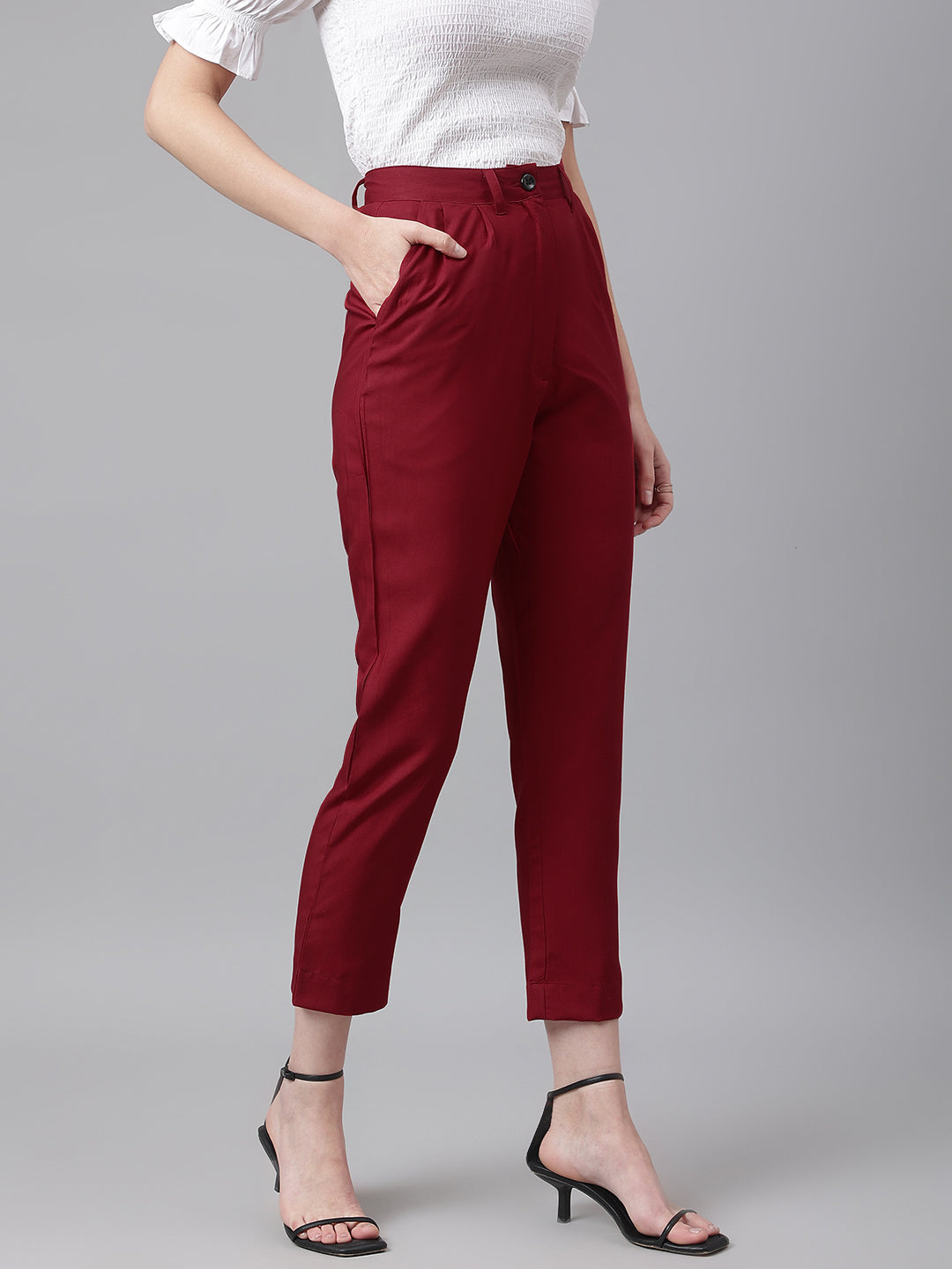FLAMBOYANTTREND Casual Maroon Pants By Flamboyant Pant