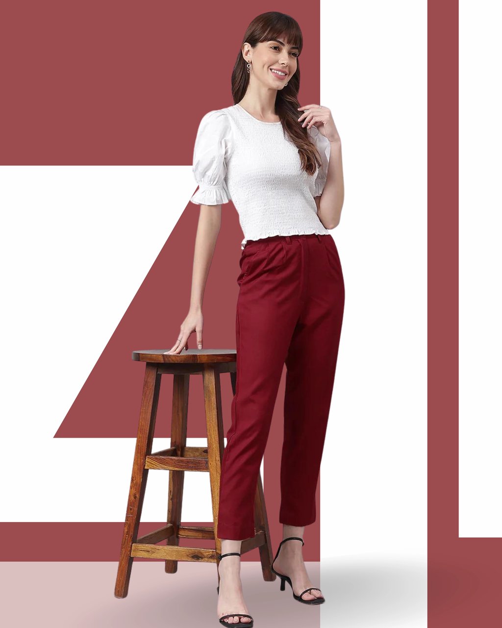 FLAMBOYANTTREND Casual Maroon Pants By Flamboyant Pant