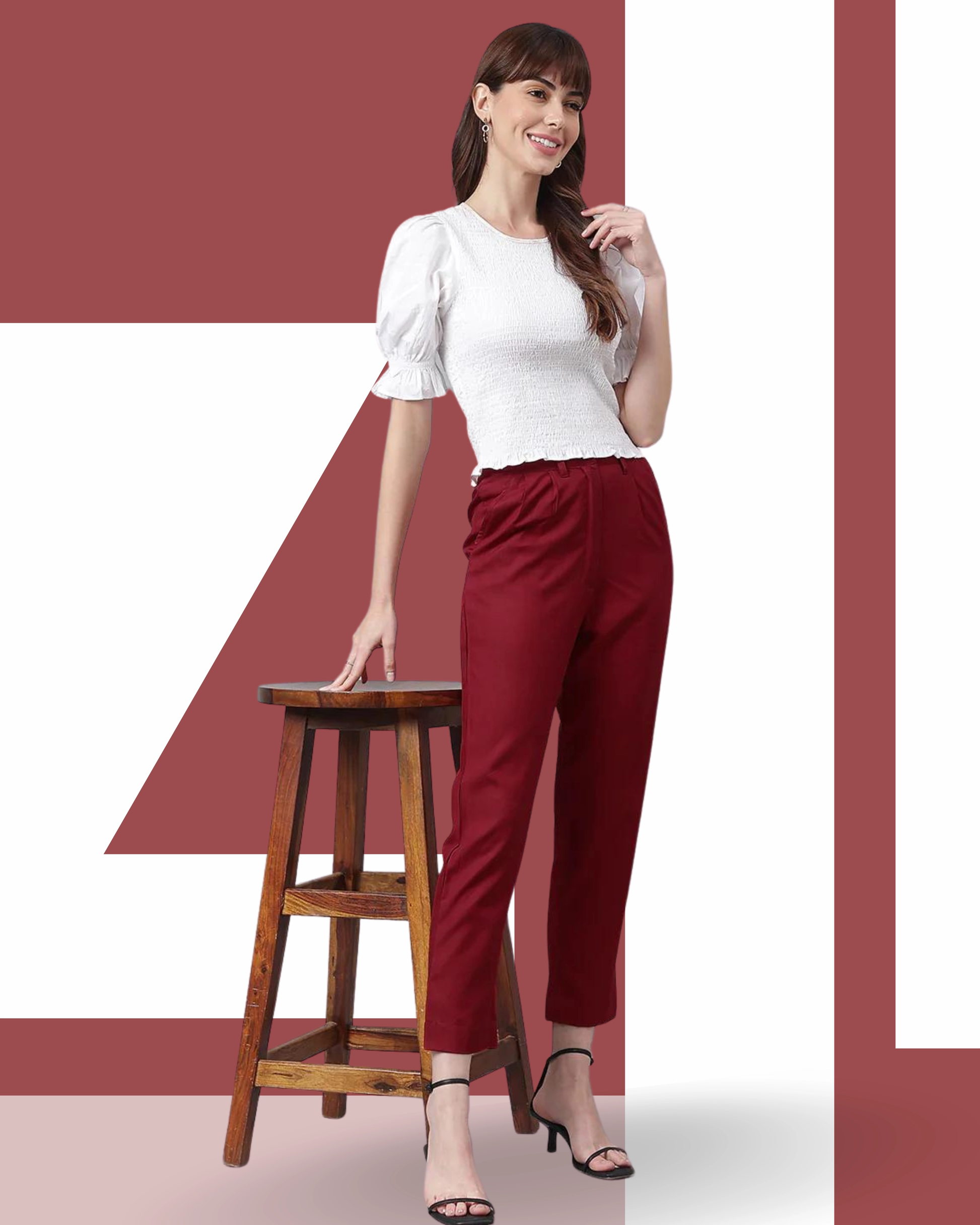 FLAMBOYANTTREND Casual Maroon Pants By Flamboyant Pant