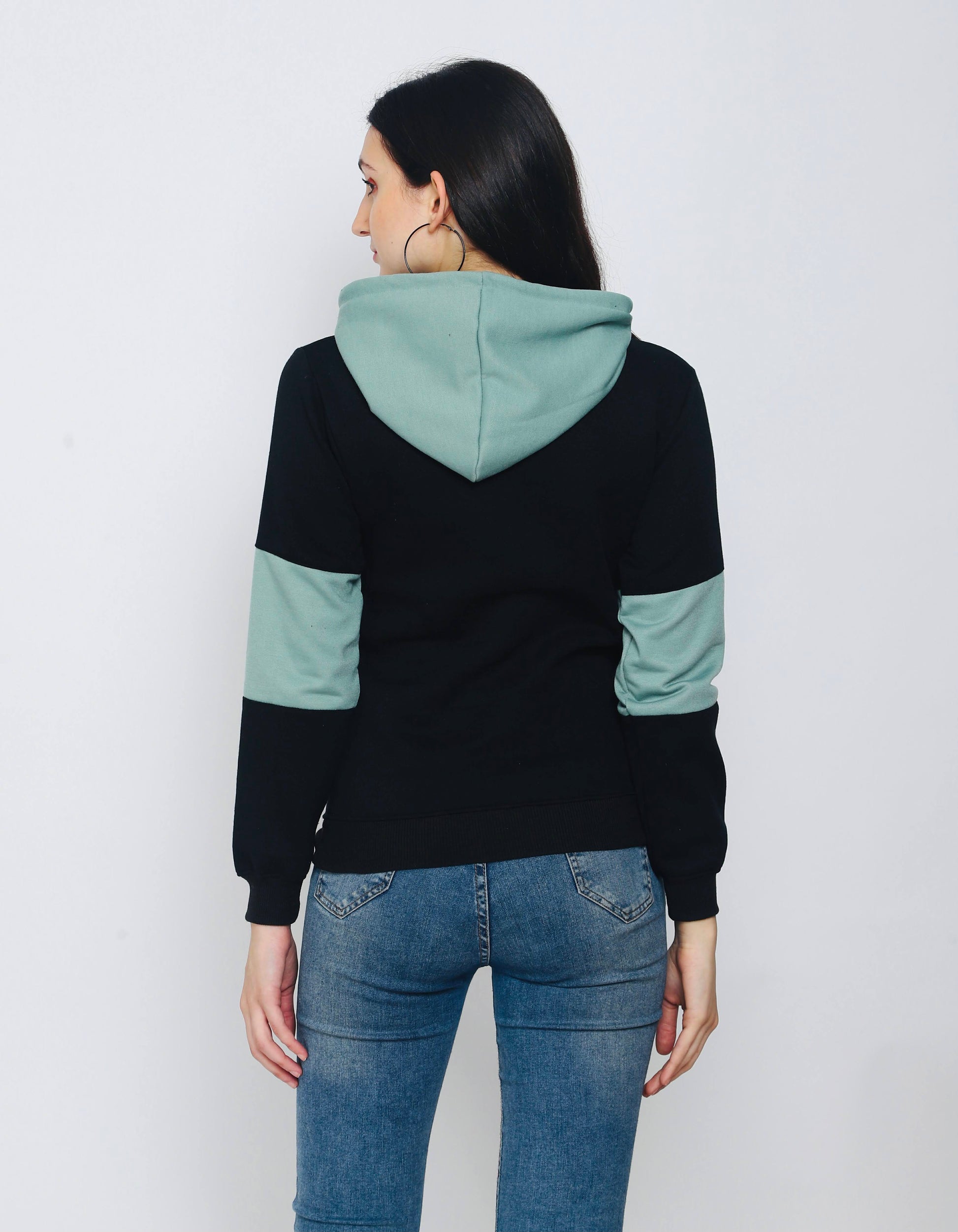 FLAMBOYANTTREND Colorblock Black Hoodie By Flamboyant Women's Hoodie