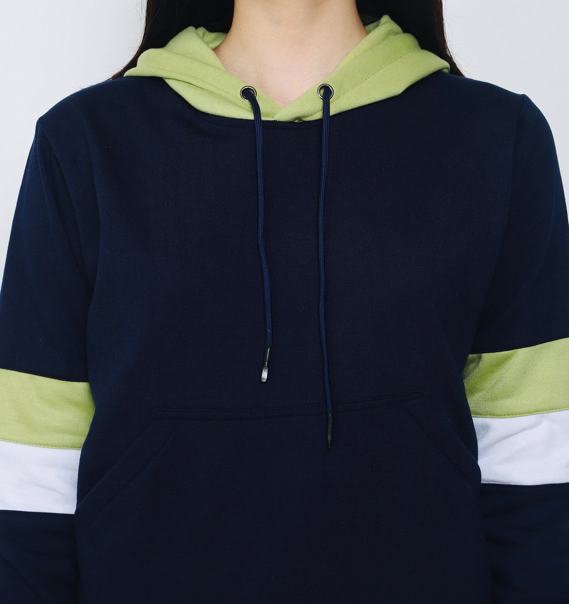 FLAMBOYANTTREND Colorblock Navy Blue Hoodie By Flamboyant Women's Hoodie