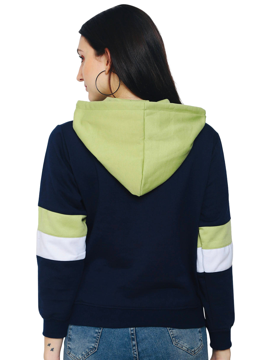 FLAMBOYANTTREND Colorblock Navy Blue Hoodie By Flamboyant Women's Hoodie