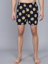 Load image into Gallery viewer, FLAMBOYANT Men Navy Blue Yellow Printed Pure Cotton Boxers
