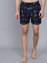 Load image into Gallery viewer, FLAMBOYANT Men Navy-Blue Green Printed Pure Cotton Boxer
