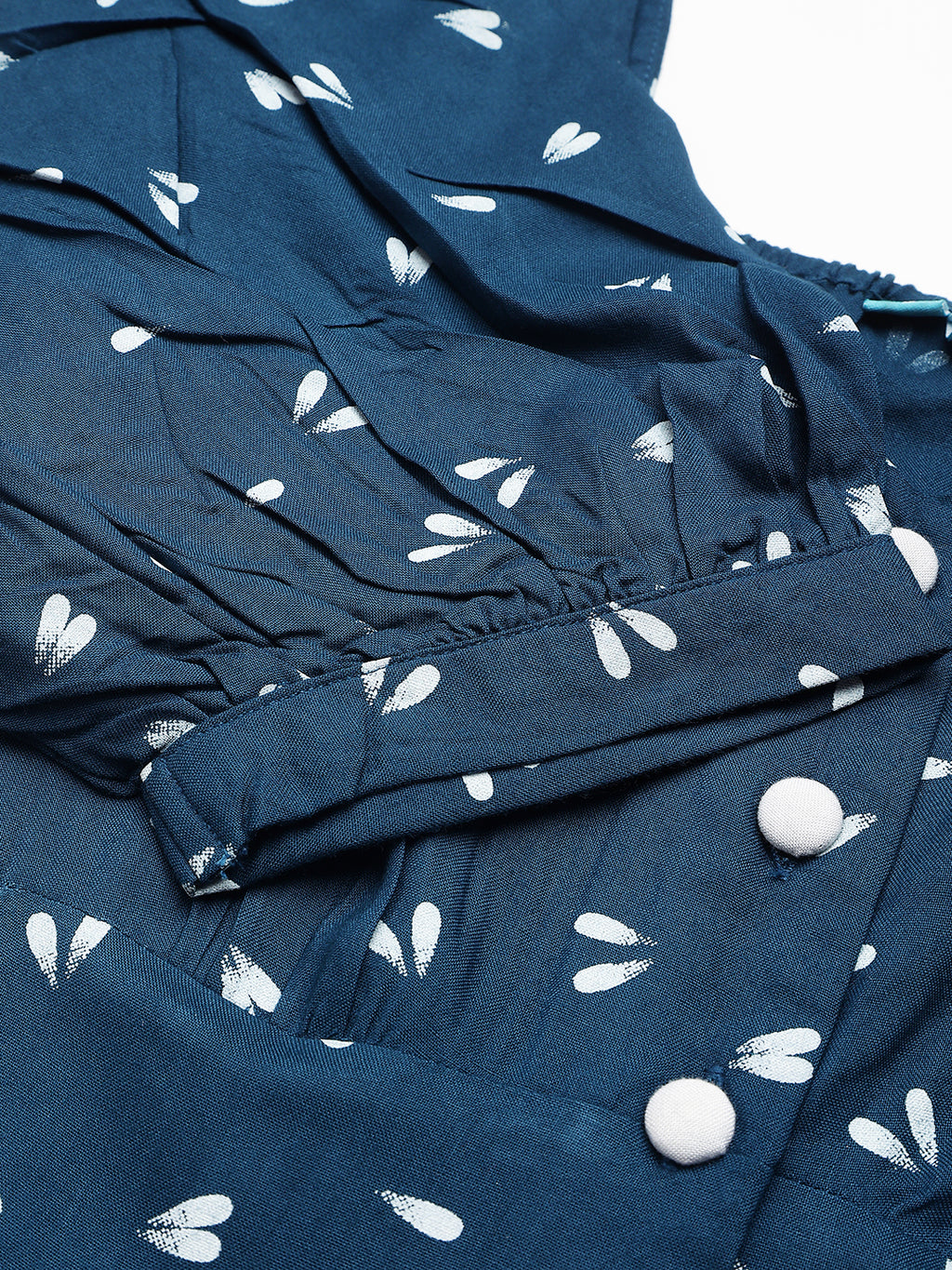 FLAMBOYANTTREND Blue Printed Fit & Flared Top By Flamboyant Top
