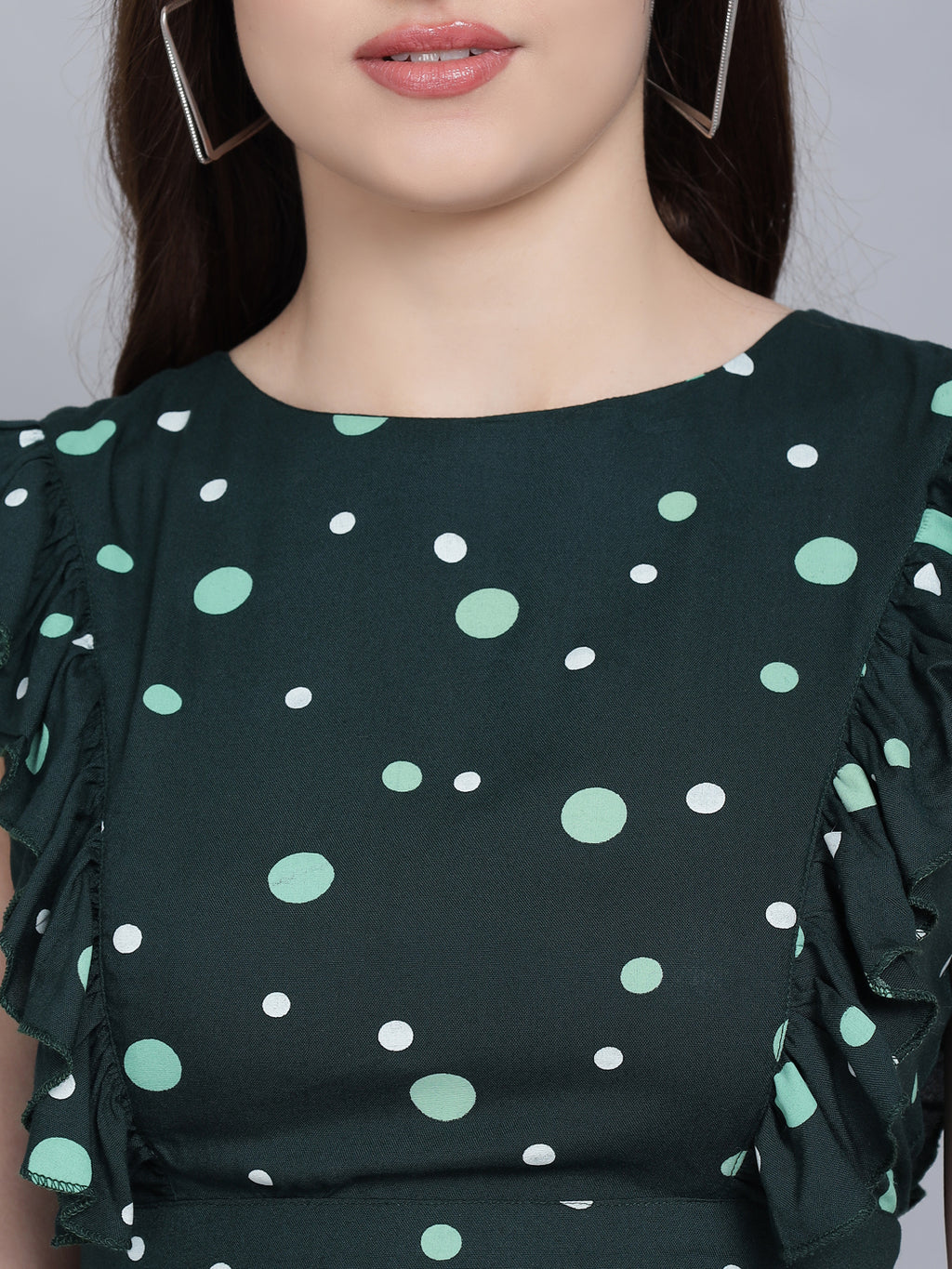 Flamboyant Green Backless Polka Dot Crop Top For Women 6th
