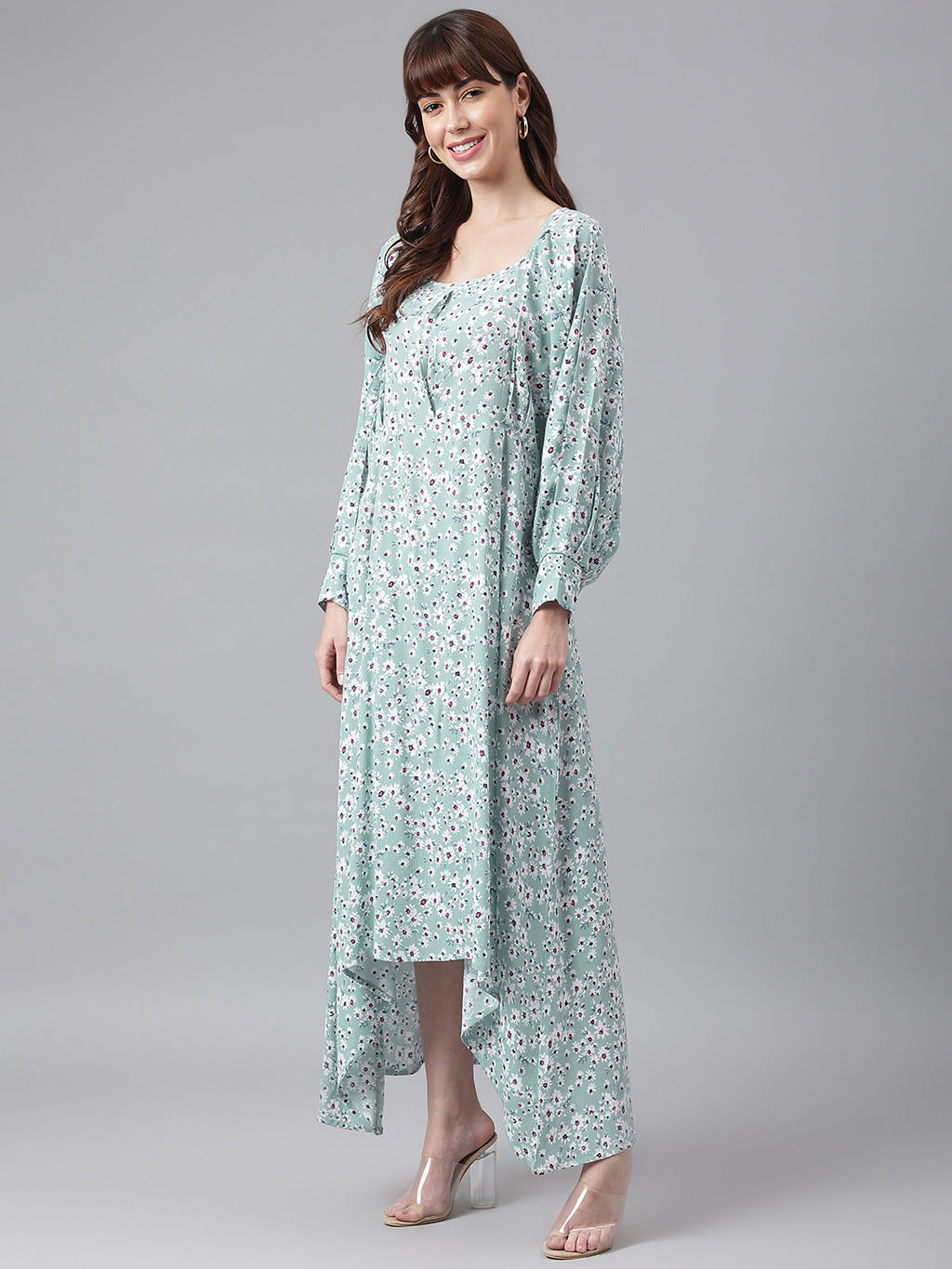 Flamboyant Green Kimono Sleeve Dress For Womens 8th
