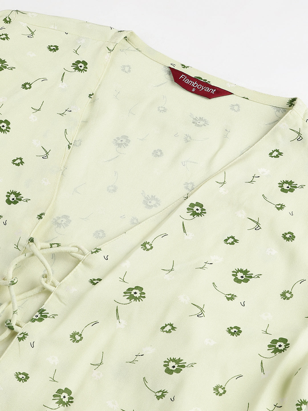 Flamboyant Trendy Floral Green Print Top For Womens 4th
