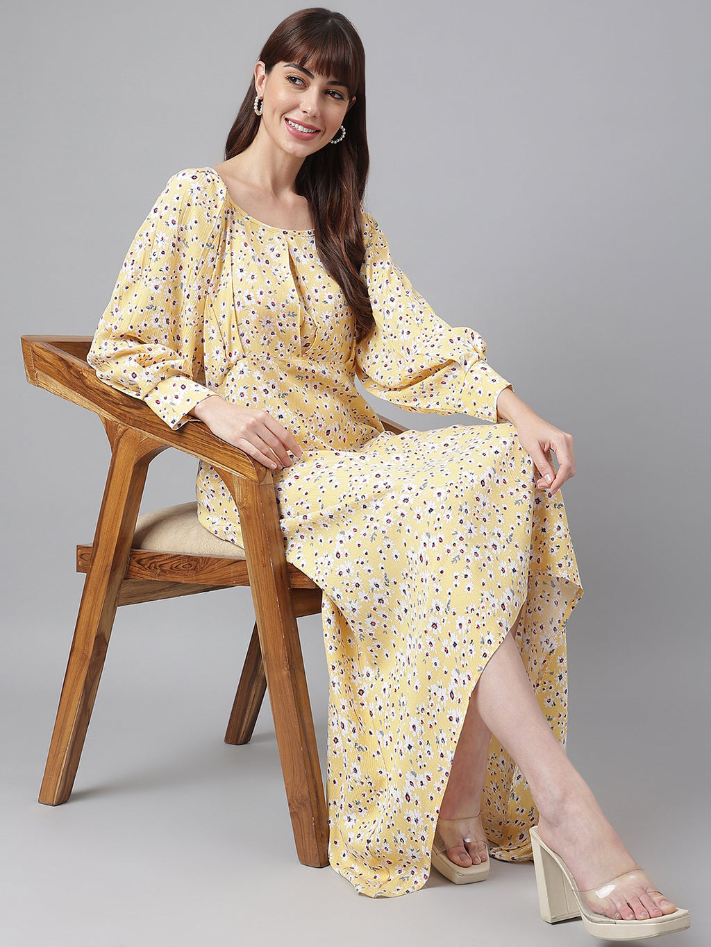Flamboyant Yellow Kimono Sleeve Dress For Womens 2nd
