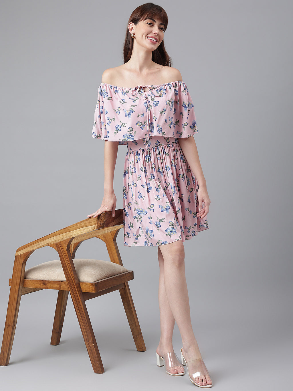 FLAMBOYANTTREND Floral Off-Shoulder Dress By Flamboyant Dress