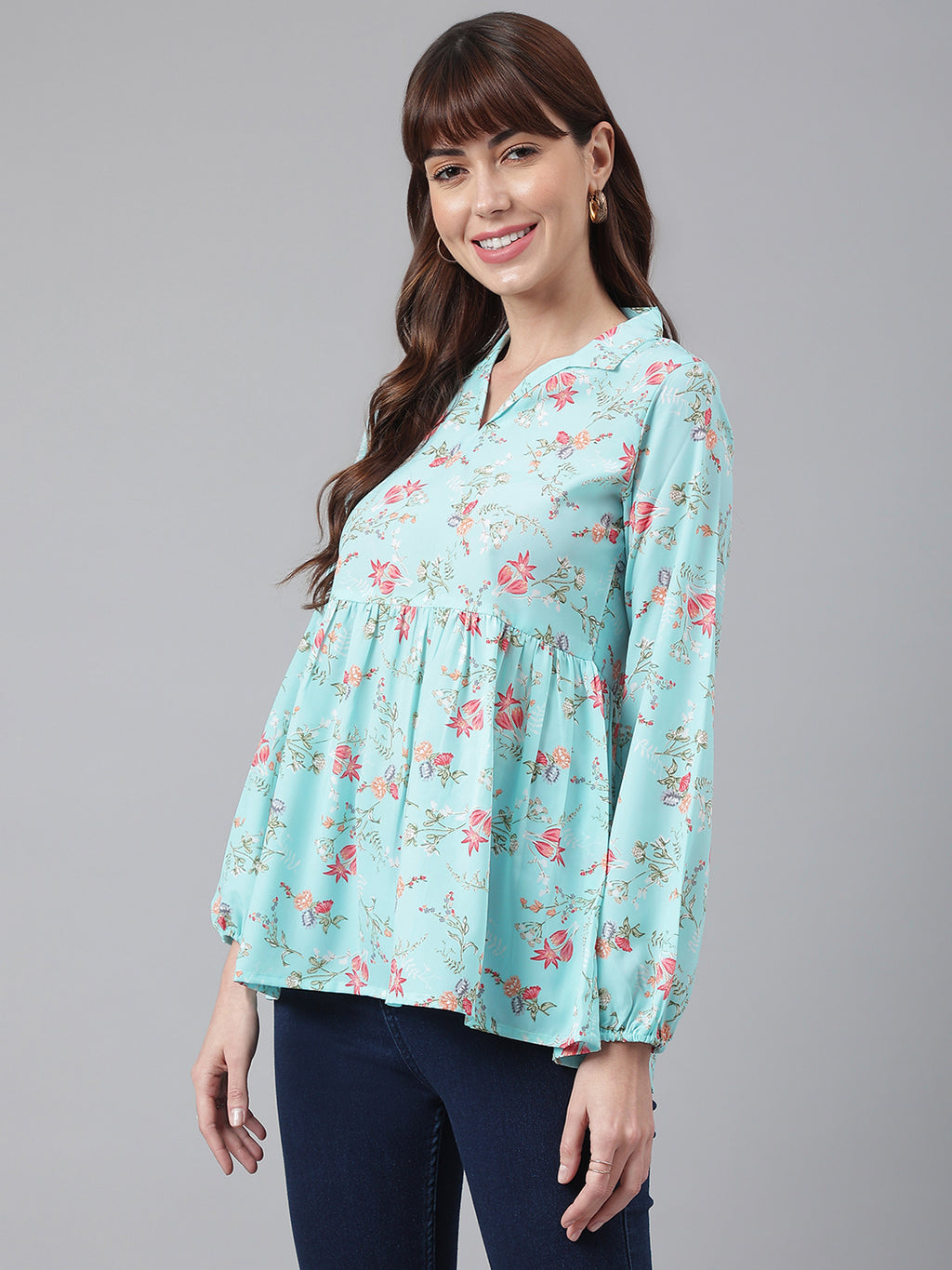 FLAMBOYANTTREND Floral Peplum Top By Flamboyant Tops