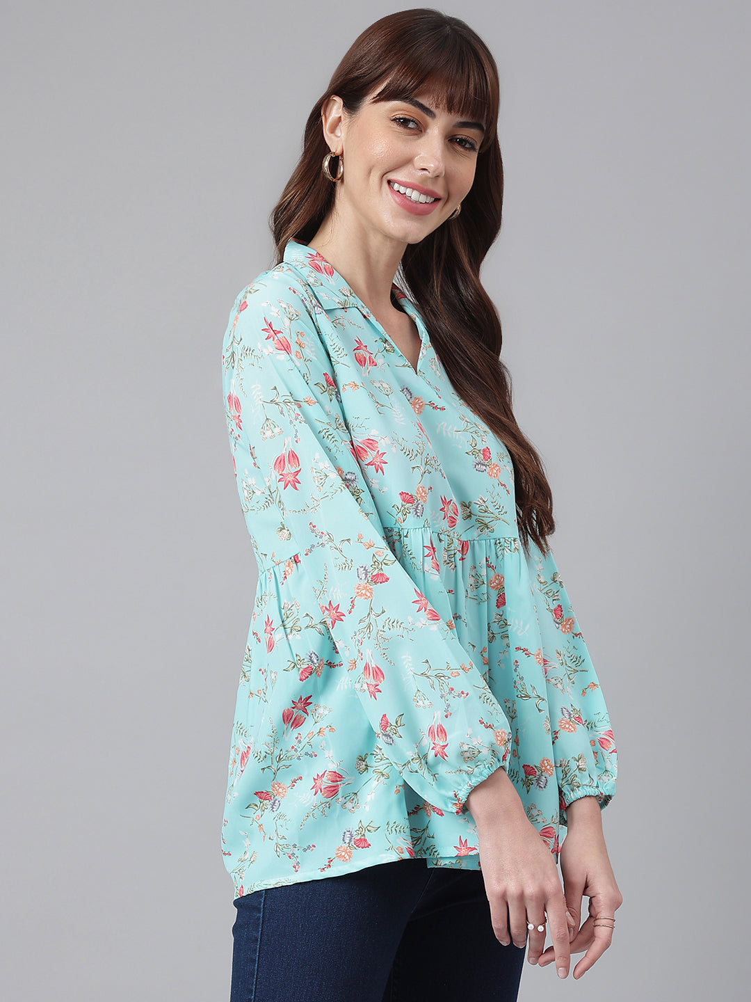 FLAMBOYANTTREND Floral Peplum Top By Flamboyant Tops