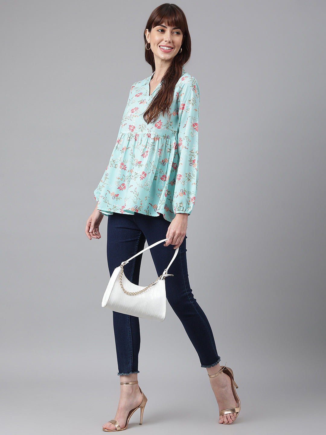 FLAMBOYANTTREND Floral Peplum Top By Flamboyant Tops