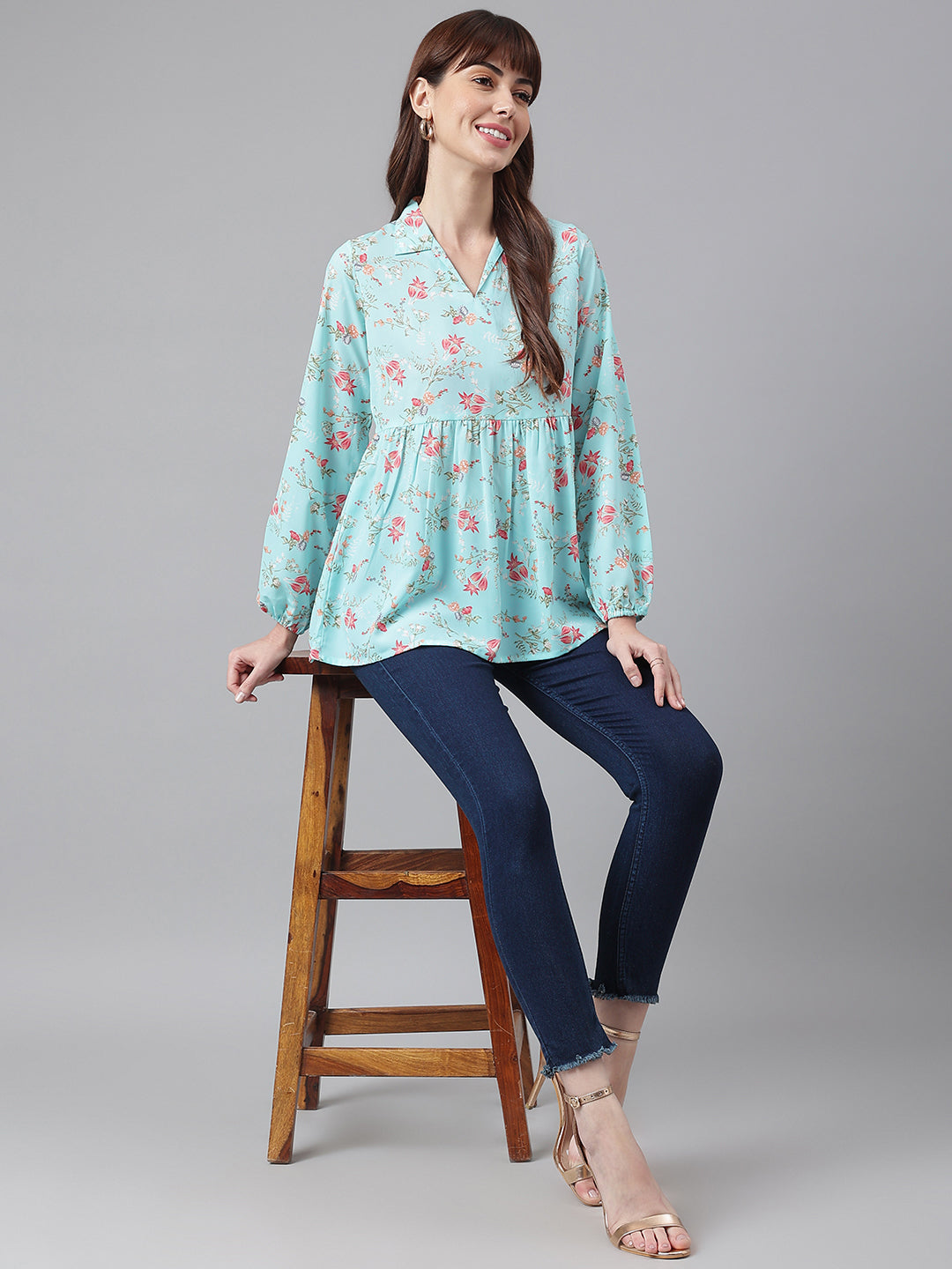FLAMBOYANTTREND Floral Peplum Top By Flamboyant Tops