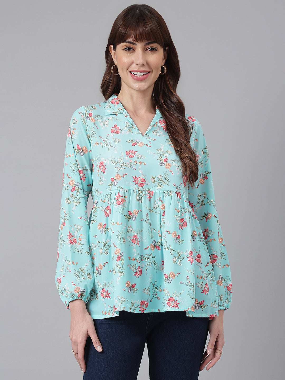 FLAMBOYANTTREND Floral Peplum Top By Flamboyant Tops