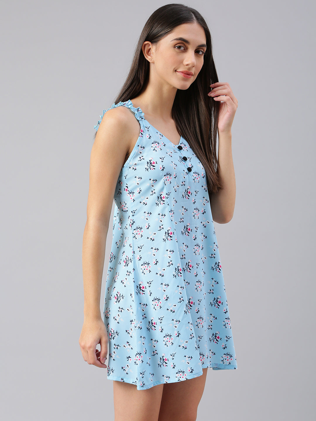 FLAMBOYANTTREND Floral Print Night Dress By Flamboyant Night Dress