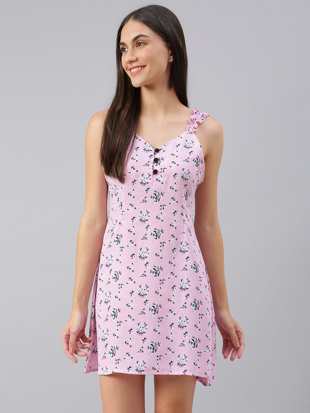 FLAMBOYANTTREND Floral Print Night Dress By Flamboyant Night Dress