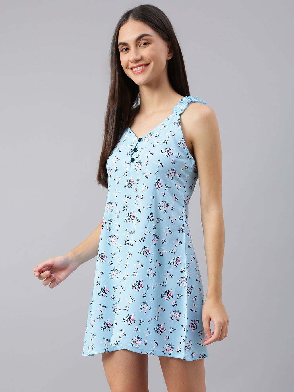FLAMBOYANTTREND Floral Print Night Dress By Flamboyant Night Dress
