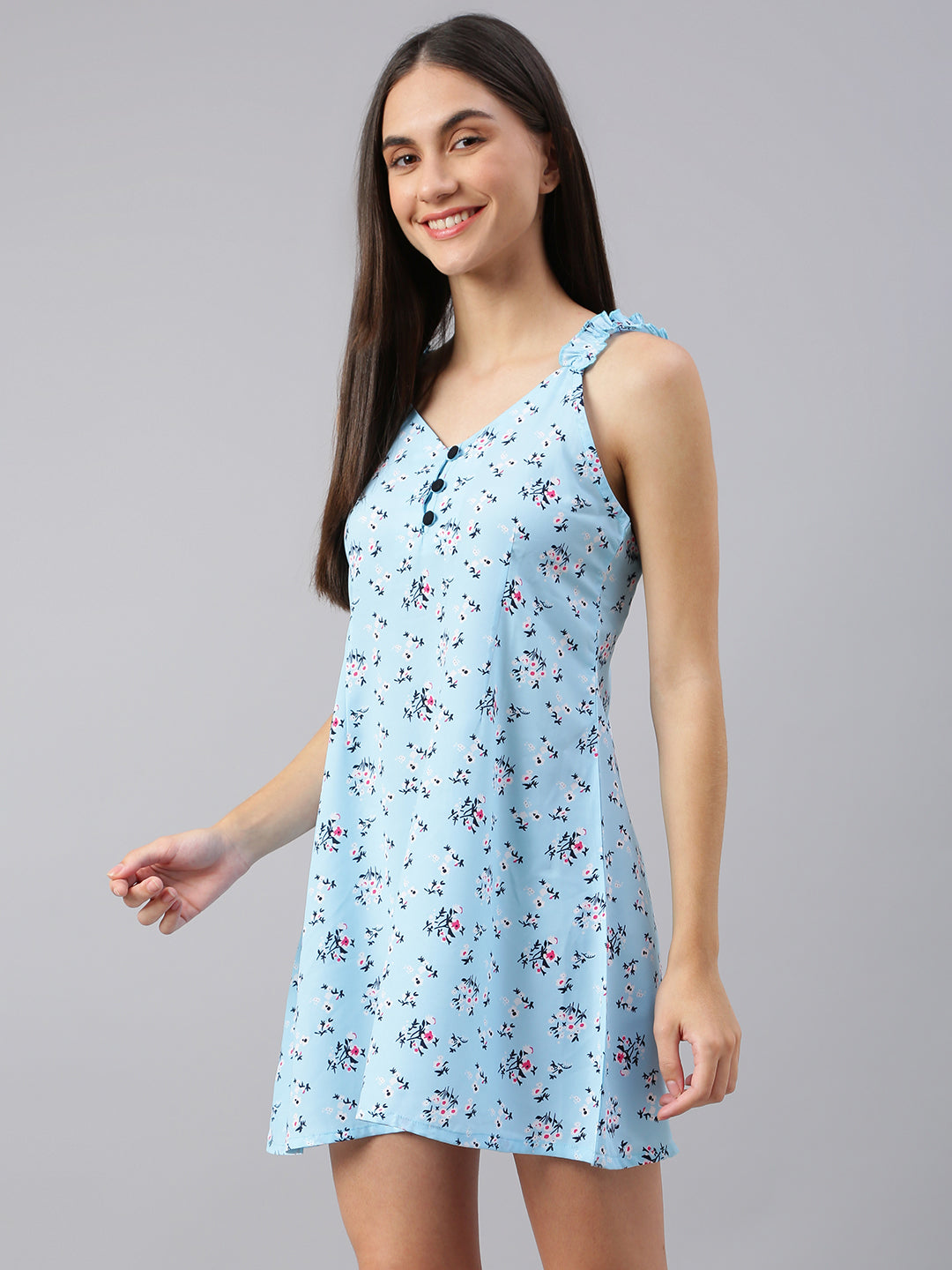FLAMBOYANTTREND Floral Print Night Dress By Flamboyant Night Dress