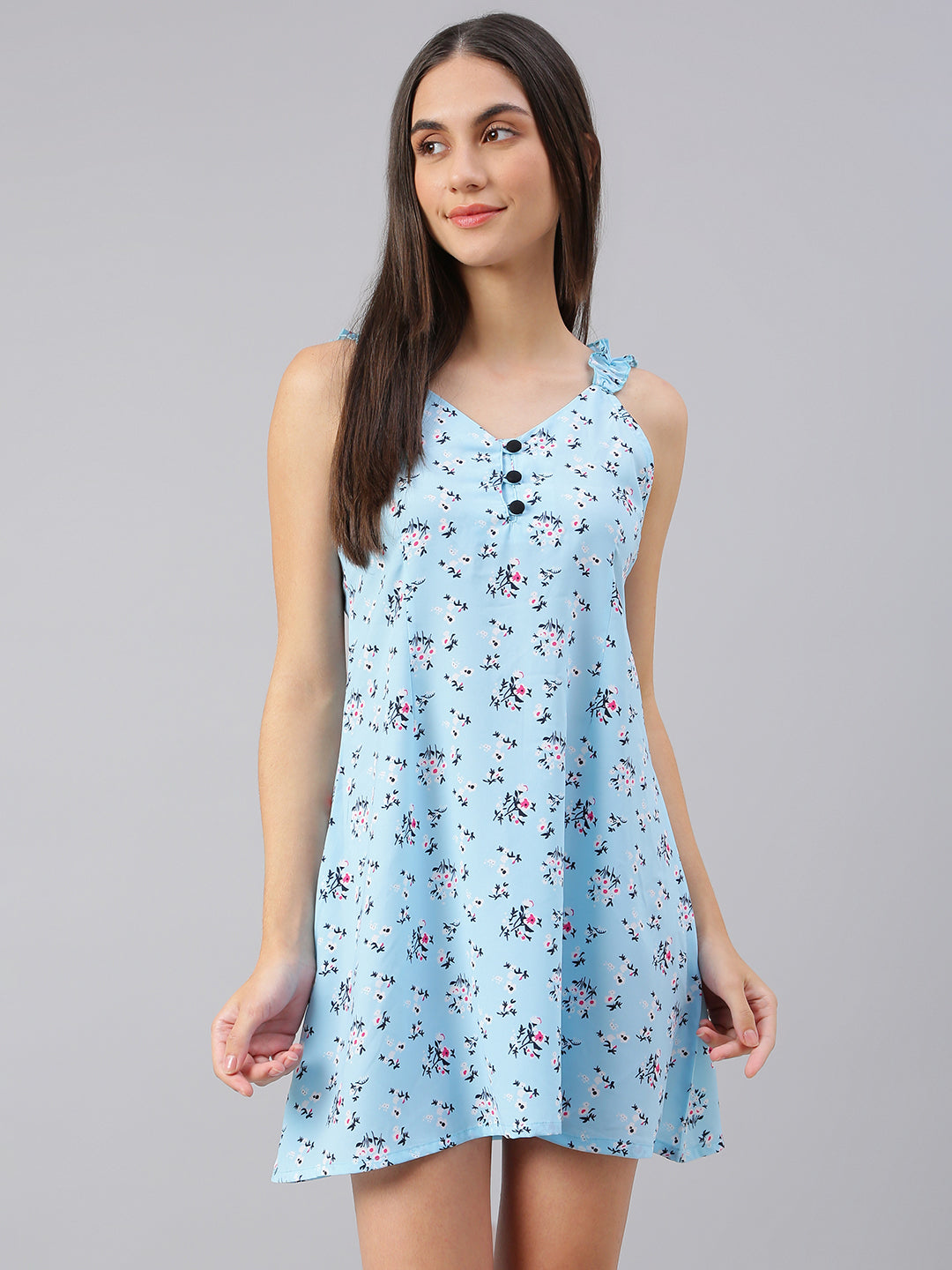 FLAMBOYANTTREND Floral Print Night Dress By Flamboyant Night Dress