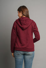 Load image into Gallery viewer, Self  Print Knitted Jacket (Wine)

