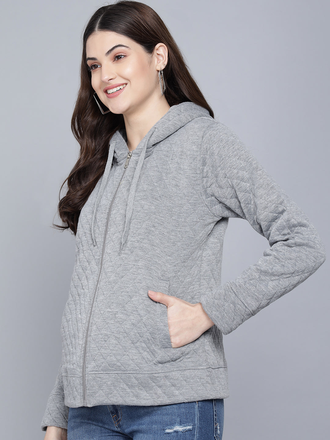 FLAMBOYANTTREND Knitted Grey Jacket By Flamboyant Women's Jacket