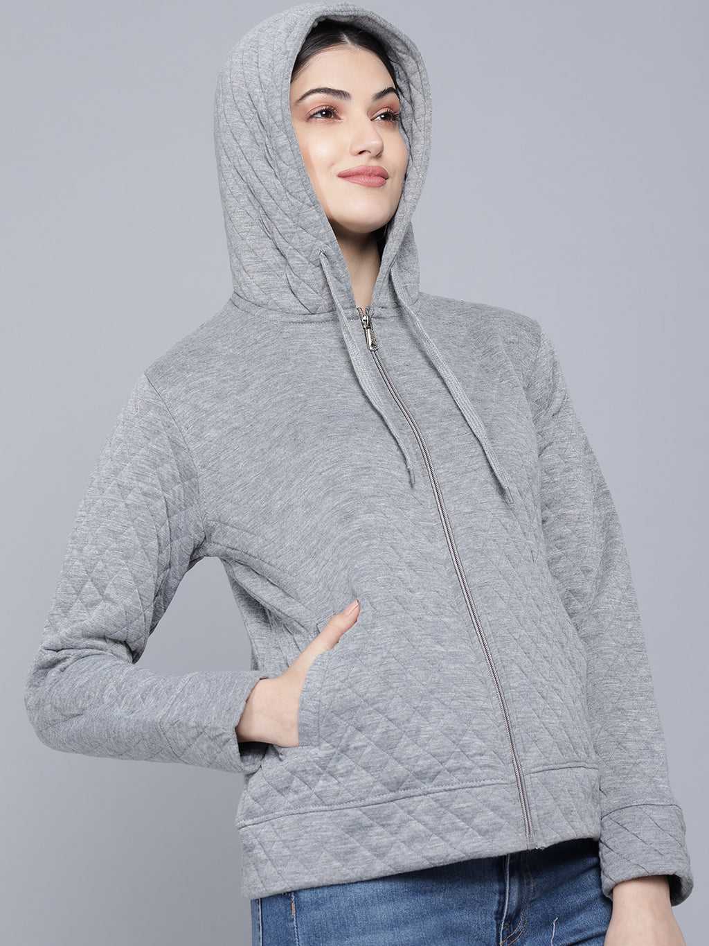 FLAMBOYANTTREND Knitted Grey Jacket By Flamboyant Women's Jacket
