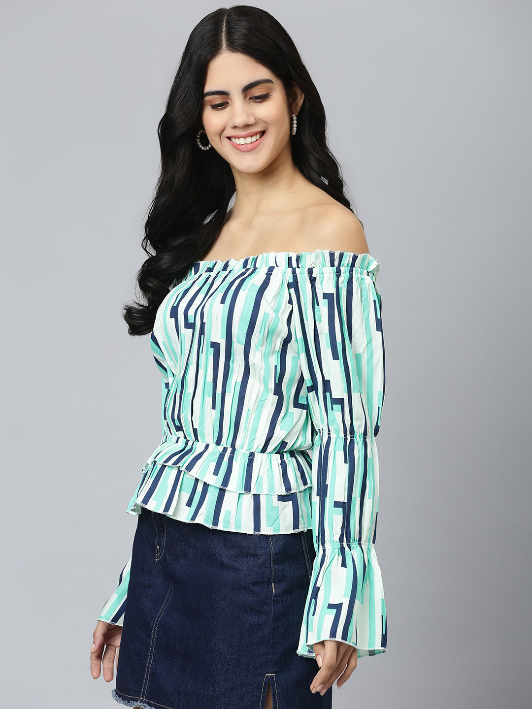 FLAMBOYANTTREND Light Green Balloon Fit Top By Flamboyant Top