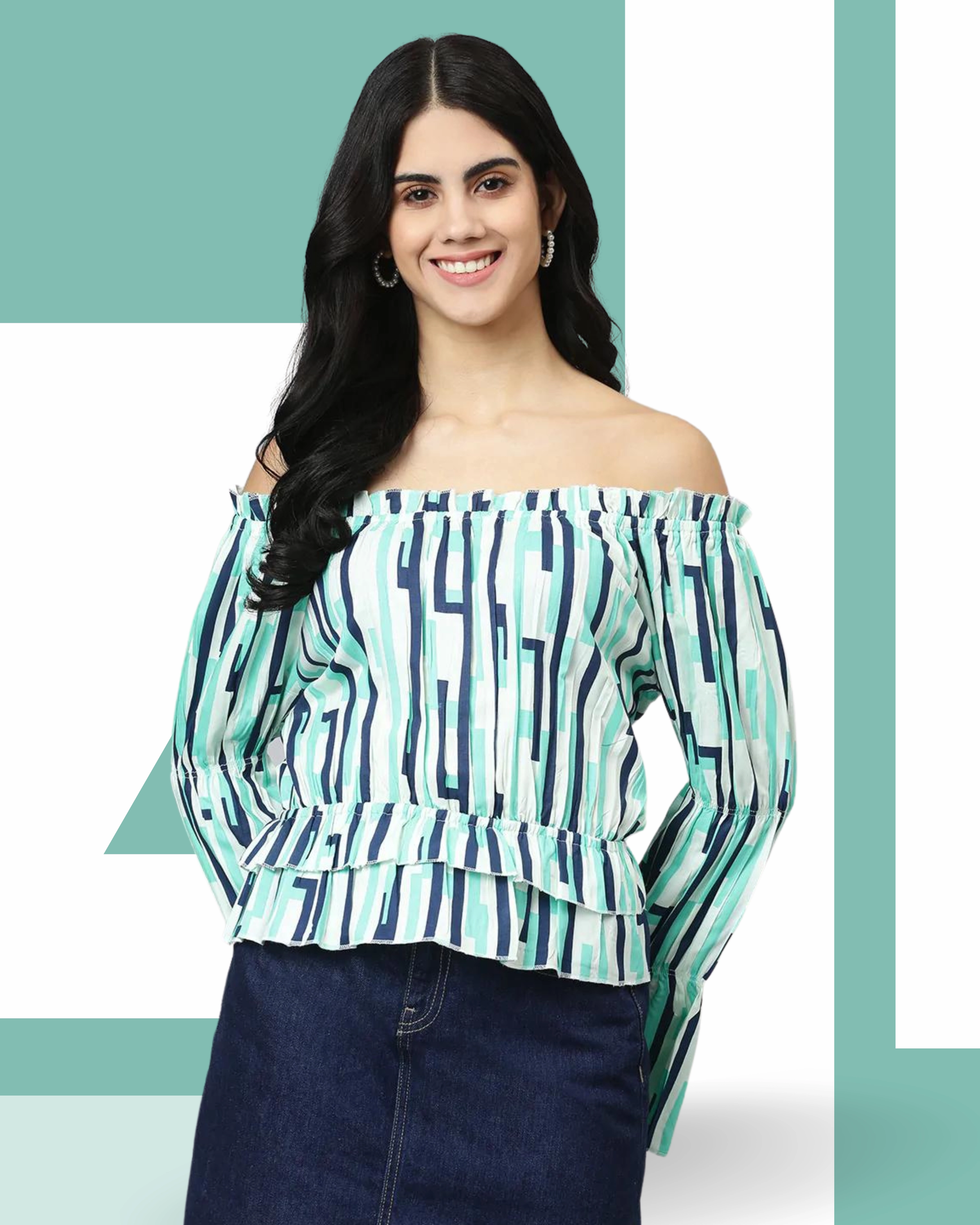 FLAMBOYANTTREND Light Green Balloon Fit Top By Flamboyant Top