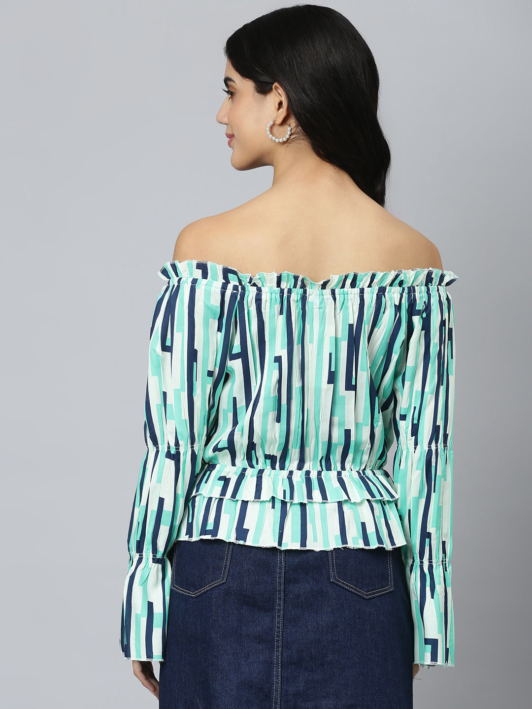 FLAMBOYANTTREND Light Green Balloon Fit Top By Flamboyant Top