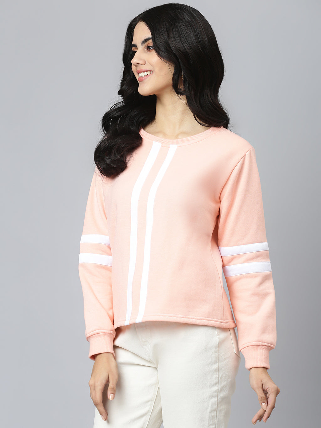 FLAMBOYANTTREND Pink Stripe Sweatshirt By Flamboyant Women's Sweatshirt