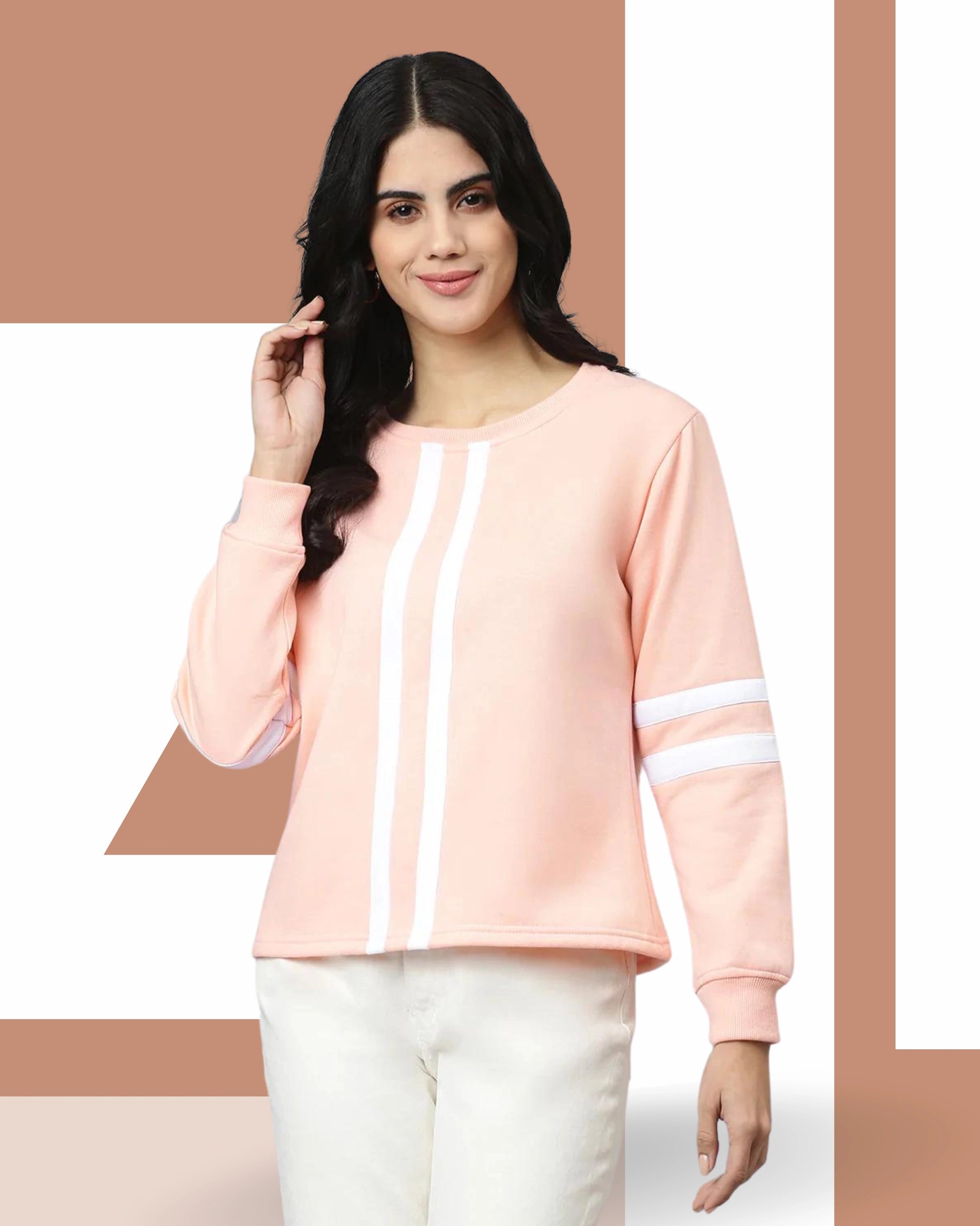 FLAMBOYANTTREND Pink Stripe Sweatshirt By Flamboyant Women's Sweatshirt