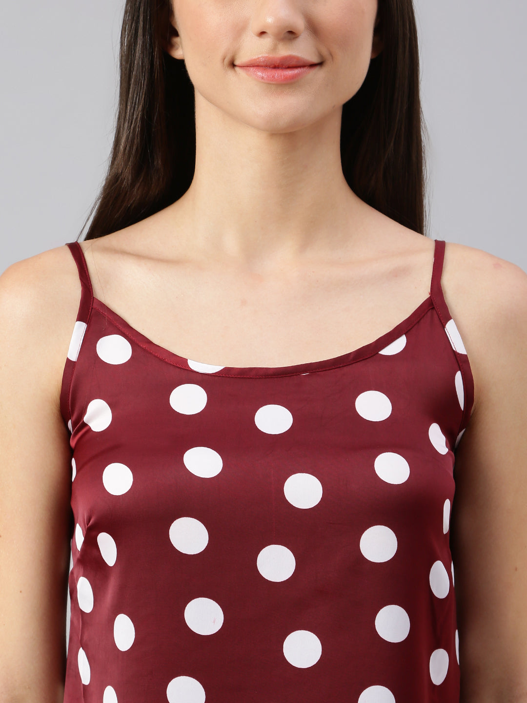FLAMBOYANTTREND Satin Polka Dot Night Dress By Flamboyant Night Dress