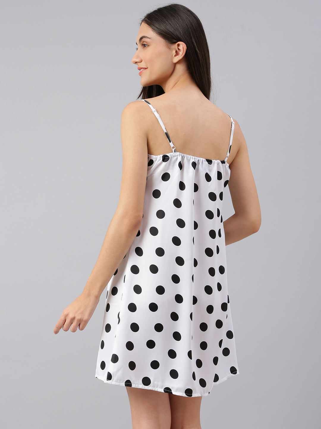FLAMBOYANTTREND Satin Polka Dot Night Dress By Flamboyant Night Dress