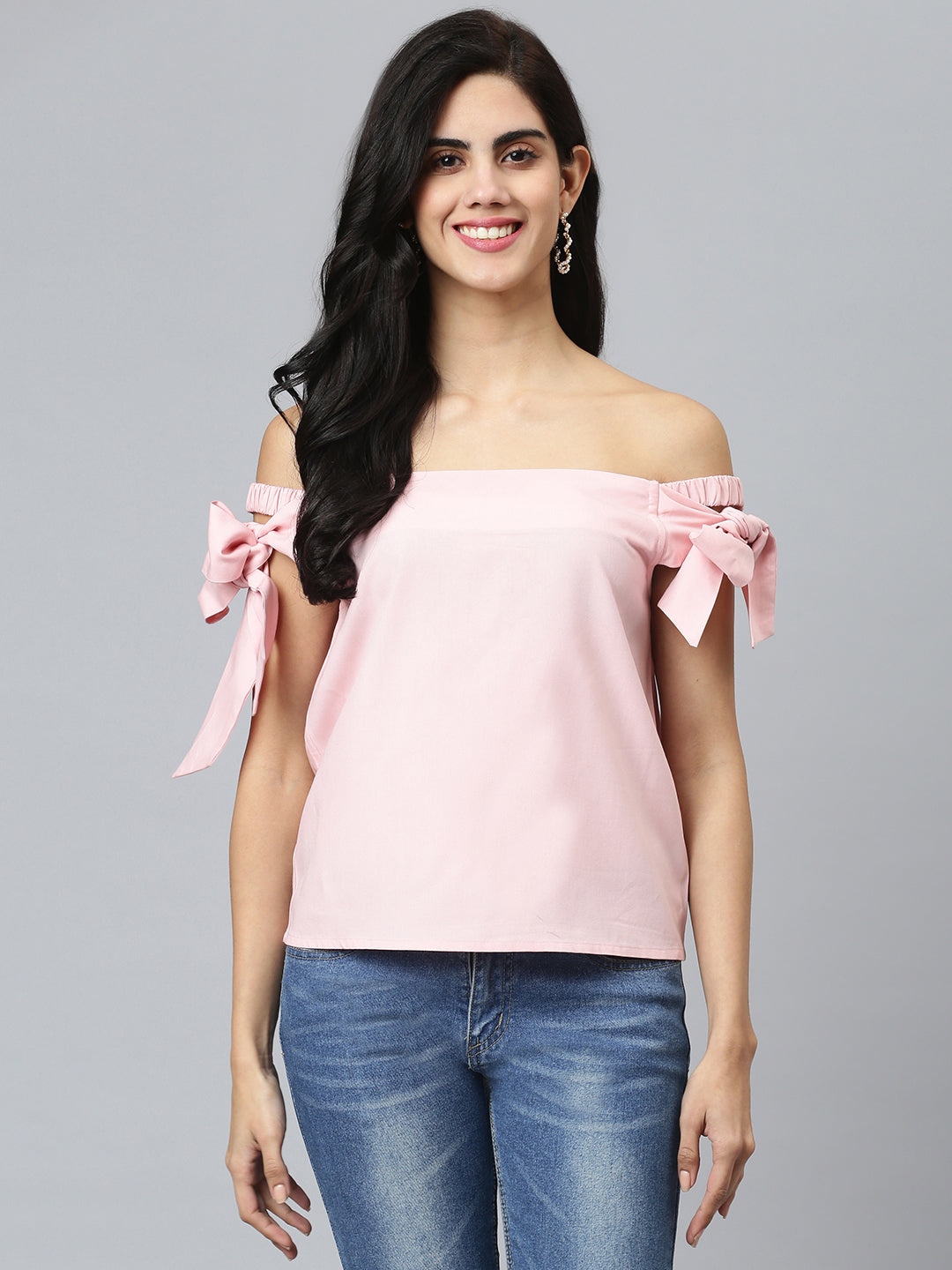 FLAMBOYANTTREND Solid Off-Shoulder Top By Flamboyant Top