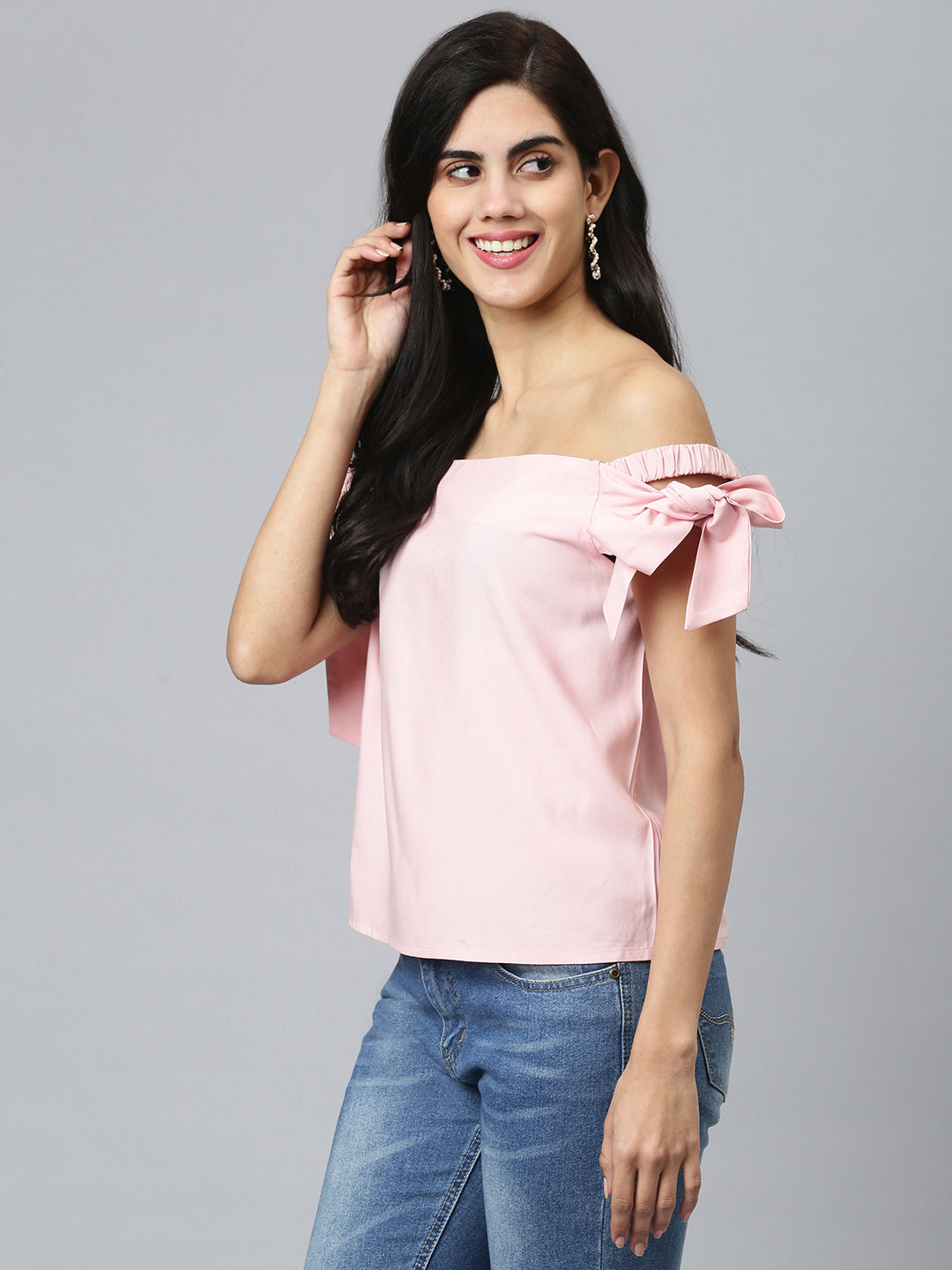 FLAMBOYANTTREND Solid Off-Shoulder Top By Flamboyant Top