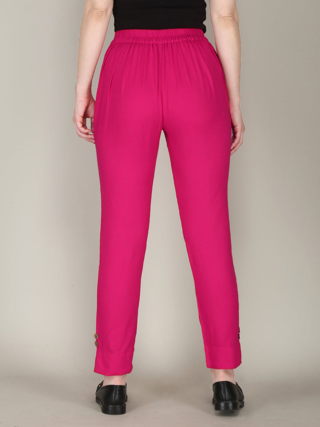 Solid Colour Long Fit Pink Pant For Women 2nd
