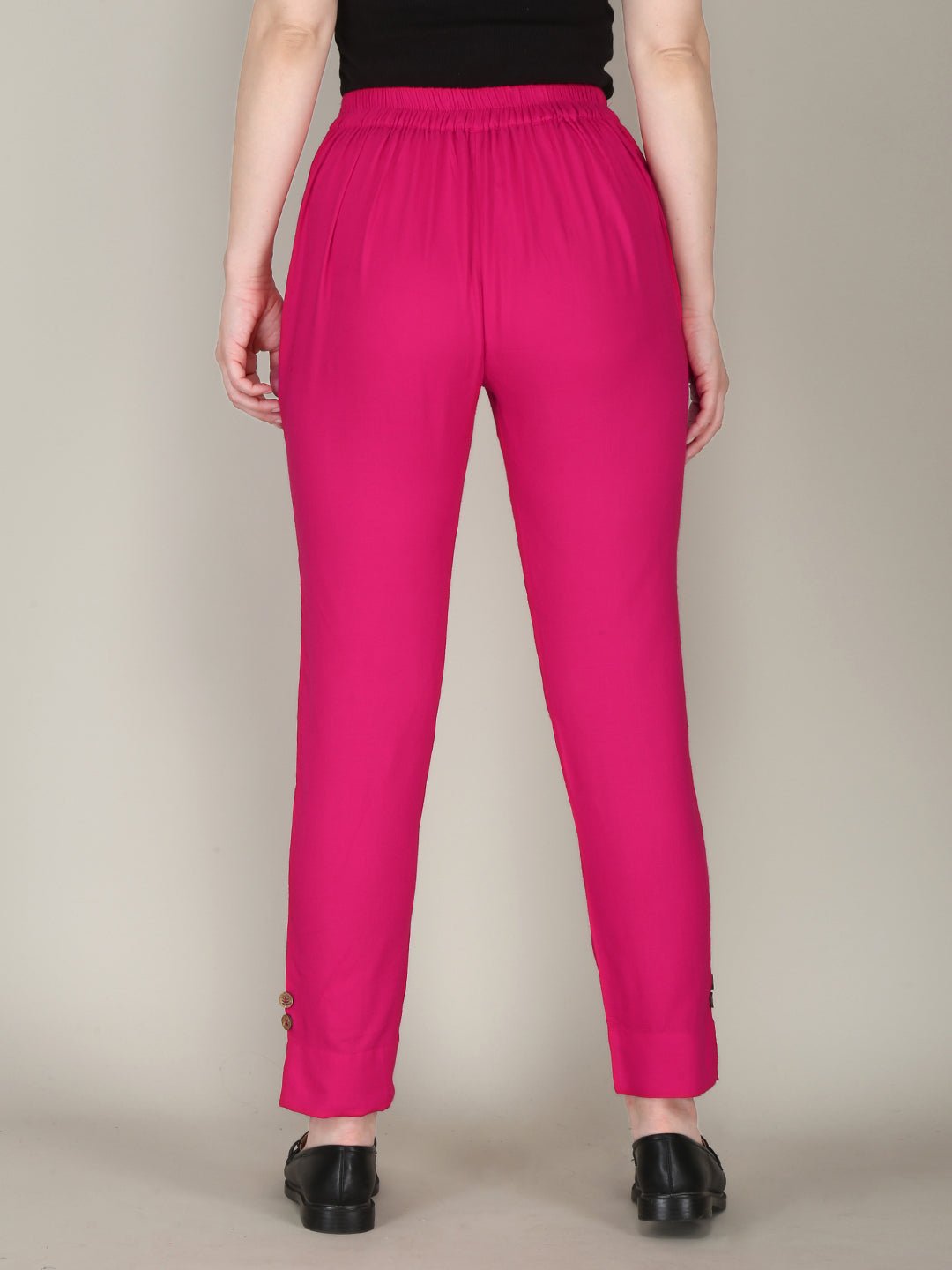 Solid Colour Long Fit Pink Pant For Women 2nd
