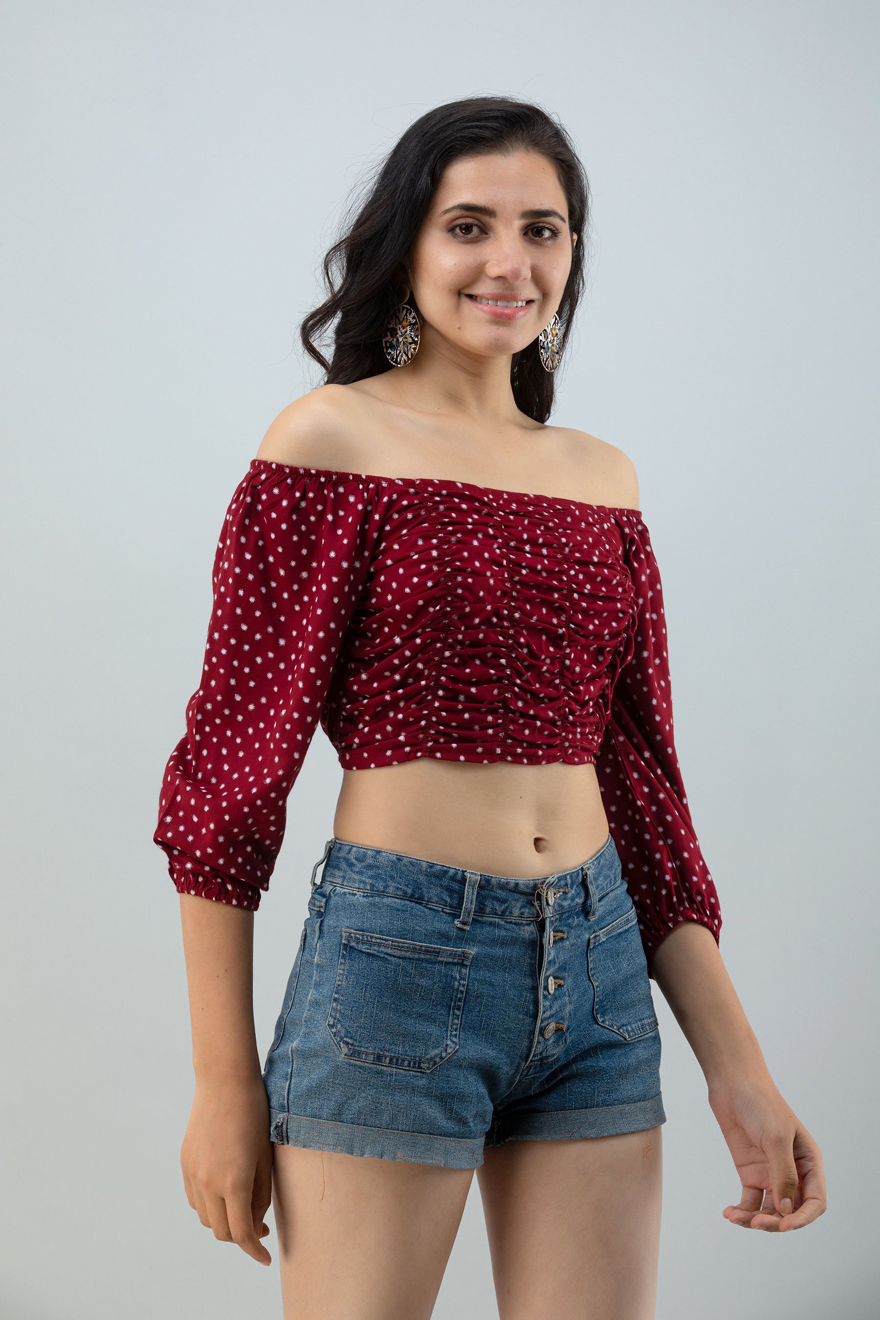 FLAMBOYANTTREND Maroon Trendy Crop Top By Flamboyant Top