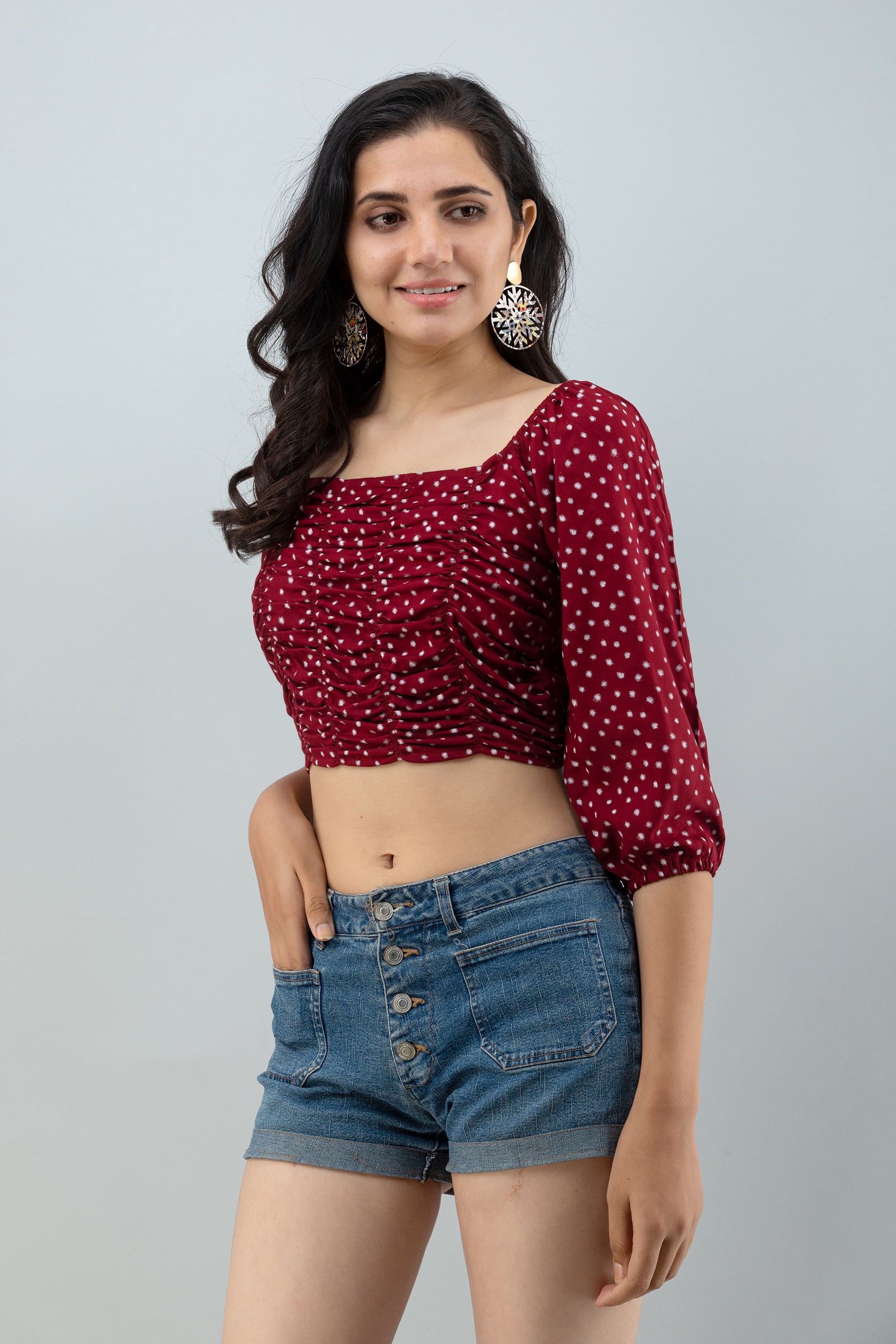 FLAMBOYANTTREND Maroon Trendy Crop Top By Flamboyant Top