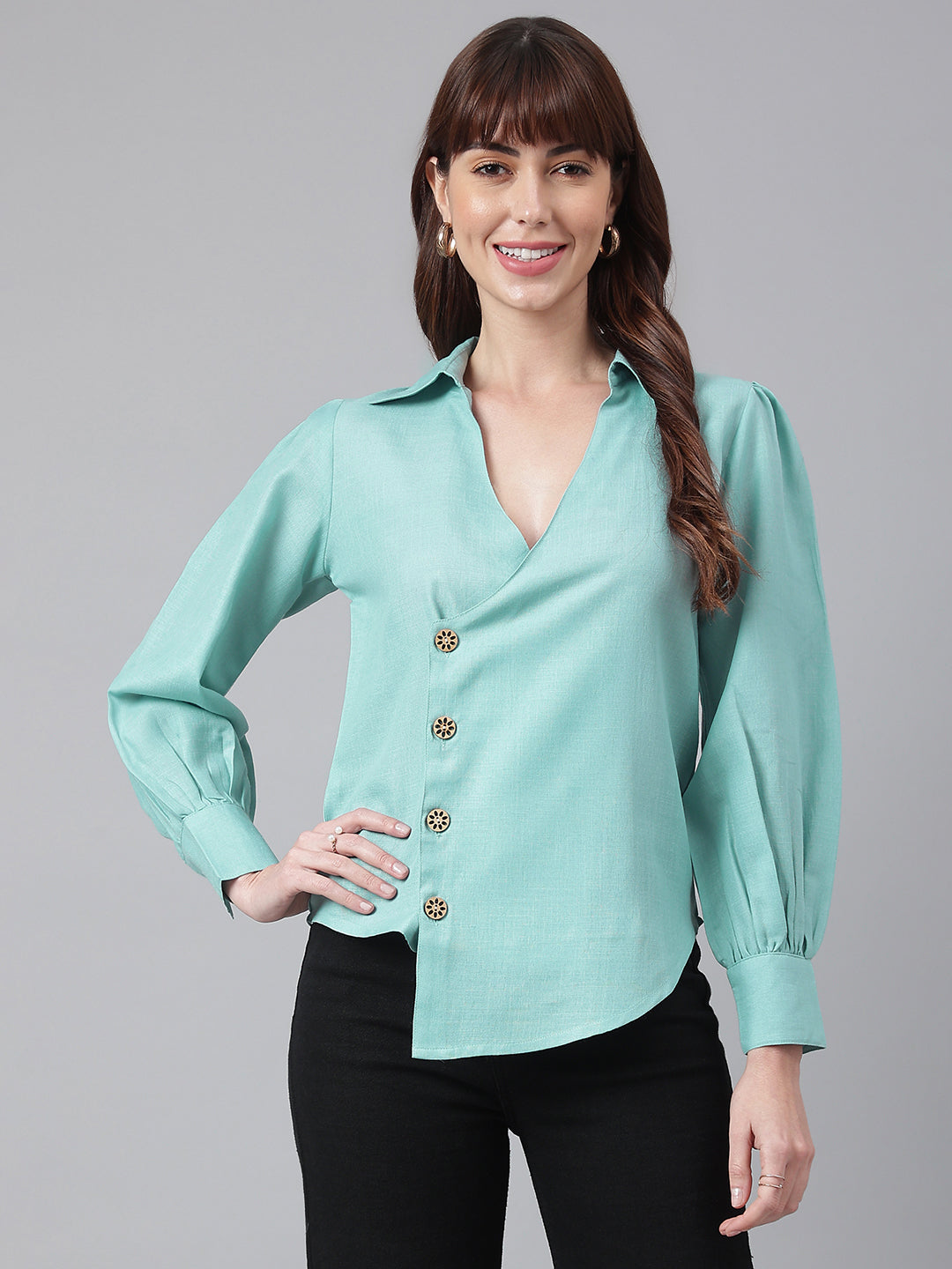 FLAMBOYANTTREND Trendy Solid Shirt By Flamboyant Tops